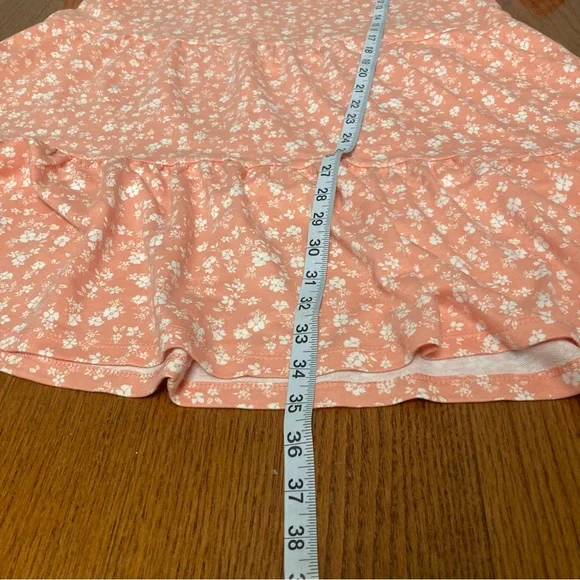 Xxl tiered dress peach pastel white mini floral flower como vintage - Picture 6 of 6